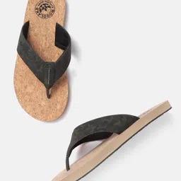 Woodland Men Olive Green & Black Camouflage Print Leather Comfort Sandals-picture-33