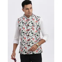 SHOWOFF Men Floral Printed Nehru Jackets image 1
