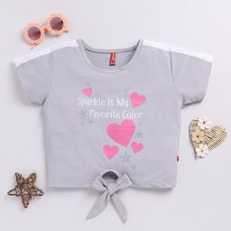 Here&Now X Game Begins Printed Waist Tie-Ups Crop Top-picture-3