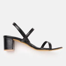 ELLE Black Solid Block Heels image 4