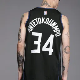 Nike Men Black Self Design SEL MNK Dri-Fit MVP Giannis Basketball Tank Jersey Tshirt image 4