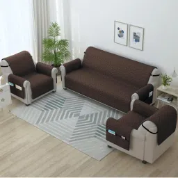 Story@Home Microfiber Solid 3+1+1 Seater Sofa Cover - Brown (Pack of 3)-picture-17