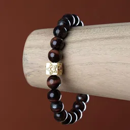 Stone Story By Shruti Men 925 Silver Rhodium-Plated Tiger's Eye Beaded Bracelet-picture-30