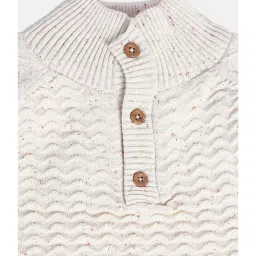 MINIKLUB Kids White Self Design Full Sleeves Sweater image 3