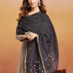 Fabindia Black Cotton Printed Dupatta image 3