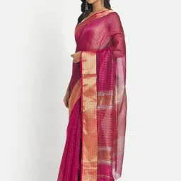 Fabindia Purple Cotton Silk Woven Saree Without Blouse image 3