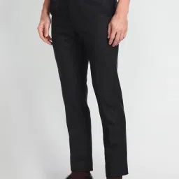 Arrow Black Slim Fit Self Pattern Trousers image 3