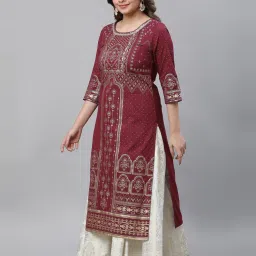 Aurelia Maroon Cotton Printed Straight Kurta image 3