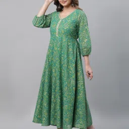 Aurelia Green Printed Flared Kurta image 3