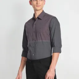 Arrow New York Red & Grey Cotton Slim Fit Self Pattern Shirt image 3