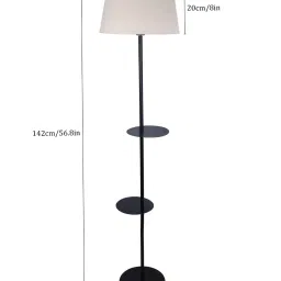 Homesake Dual Shelf Reading Floor Lamp with Beige Fabric Shade & Shelves image 3