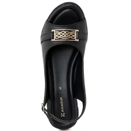 Khadim Women's Black Sling Back Wedges image 3