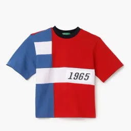 United Colors of Benetton Kids Red & Blue Cotton Color Block T-Shirt-picture-38