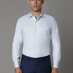 Louis Philippe Blue Cotton Regular Fit Checks Shirt-picture-1