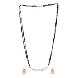 Saraf RS Jewellery Gold Plated White AD Studded Mangalsutra & Earrings Set-picture-18