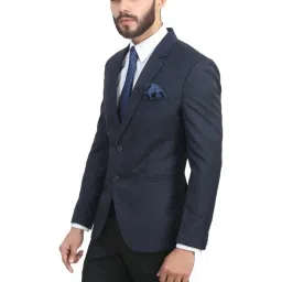 ManQ Navy Slim Fit Notch Lapel Blazer image 3