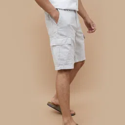 Fame Forever By Lifestyle Grey Cotton Regular Fit Texture Cargo Shorts image 3