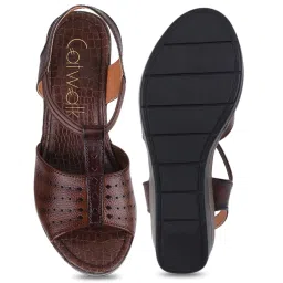 Catwalk Women's Brown Ankle Strap Wedges image 3