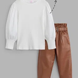 hopscotch 2-Pc Balloon Sleeve Leather Look Pant Set image 5