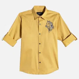 Charchit Boys Gold Comfort Fit Shirt image 3