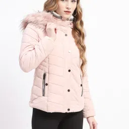 MADAME Light Pink Regular Fit Puffer Jacket image 3
