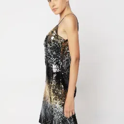 Vero Moda Black & Gold Embellished A Line Dress image 3
