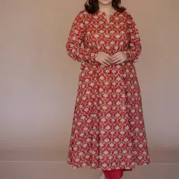 The Indian Ethnic Co Madder Cotton A-Line Fit Printed Kurta-image-59