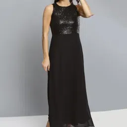 Carlton London Black Embellished Maxi Dress-image-9