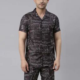 Bushirt Black Regular Fit Printed Shirt With Shorts Set-picture-49