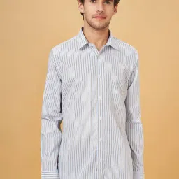 Byford By Pantaloons Vanilla Ice Cotton Slim Fit Striped Shirt-image-72