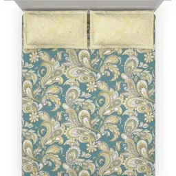 DDecor Admira Ethnic Green Cotton 144 TC Double Bedsheet With 2 Pillow Covers image 3