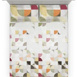 DDecor Jazz Geometric Red Cotton 136 TC Double Bedsheet With 2 Pillow Covers image 3