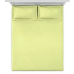 DDecor Solid Lime Yellow 180 TC Cotton King Bedsheet with 2 Pillow Covers image 3