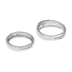 KARATCART Set Of 2 Silver-Plated AD-Studded Elegant Couple Adjustable Finger Rings image 3