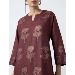 Zuba by Westside Brown Floral Printed A-Line Kurta image 4
