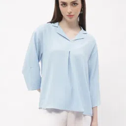 MADAME Sky Blue Regular Fit Top-image-38