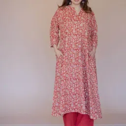 The Indian Ethnic Co Madder Cotton Loose Fit Printed Kurta-image-56