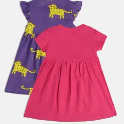 MINIKLUB Kids Purple & Pink Printed Dress (Pack Of 2) image 2