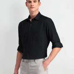 Arrow Navy Cotton Regular Fit Texture Shirt image 3