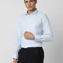 Peter England Blue Slim Fit Striped Shirt image 3