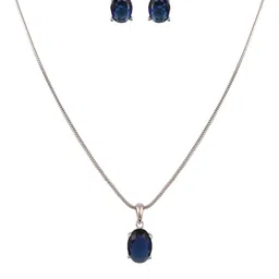 RATNAVALI JEWELS Silver-Plated Cubic Zirconia Pendant Set-picture-55