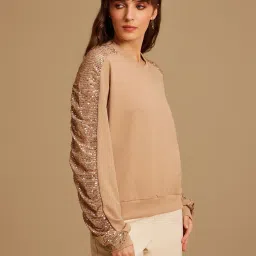 Kazo Beige Embellished Sweatshirt image 3
