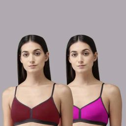AROUSY Maroon & Purple Cotton T-Shirt Bra - Pack Of 2-picture-18