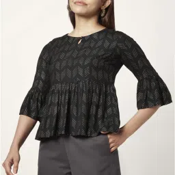 Akkriti by Pantaloons Black Printed Top image 3