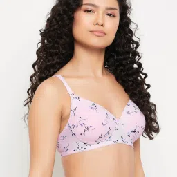 Clovia Pink Printed Full Coverage Non-Wired T-Shirt Bra image 3