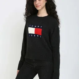 TOMMY HILFIGER Black Embroidered Sweater image 3