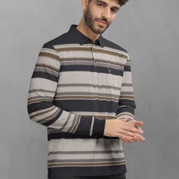 BULLMER Beige Cotton Blend Regular fit Stripes T-Shirts image 3