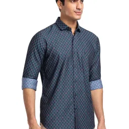 Raymond Dark Blue Regular Fit Printed Shirt image 3