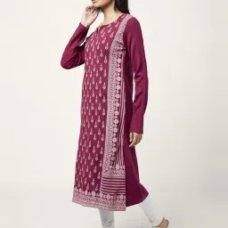 Rangmanch by Pantaloons Pink Printed A Line Kurta image 3