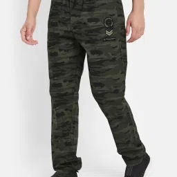 Octave Olive Cotton Regular Fit Printed Trackpants image 3